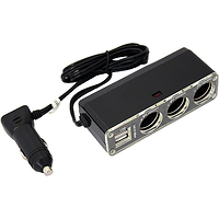 Разветвитель прикуривателя на 3 гнезда 8А и 2 USB, 12/24В, ток зарядки 2А
